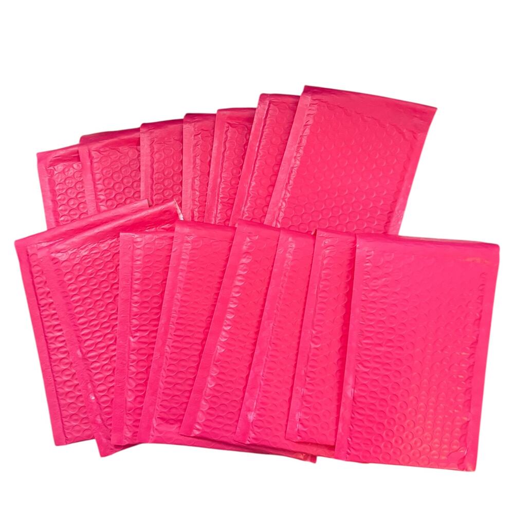 Hot Pink Lot Of 15 Poly Bubble Padded Envelopes Self-Sealing Mailers 4X8